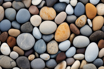 Processed collage of sea shore pebbles texture. Background for banner, backdrop or texture