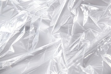 Obraz premium Photo of Crumpled sheet of polythene plastic wrap. Background texture for backdrops or mapping