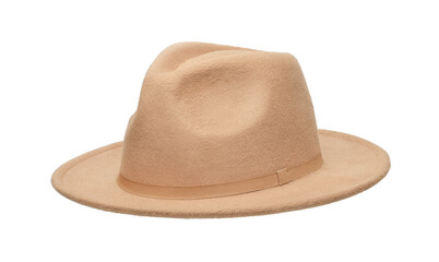 Beige wide brimmed felt hat
