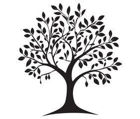 Vector black tree of live icon on white background, Plant tree silhouette, Palm tree icon