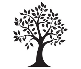 Obraz premium Vector black tree of live icon on white background, Plant tree silhouette, Palm tree icon