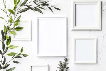 A minimalist memory collage template with empty frames on a bright backdrop, ideal for highlighting treasured memories and narratives.