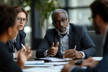 Multiracial business people having meeting, Generative AI