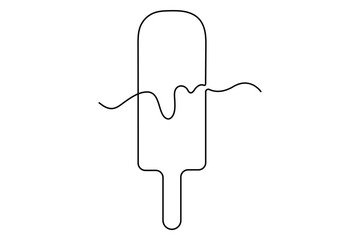 Continuous One line drawing of Ice cream single line vector illustration.editable stroke. isolated on white background