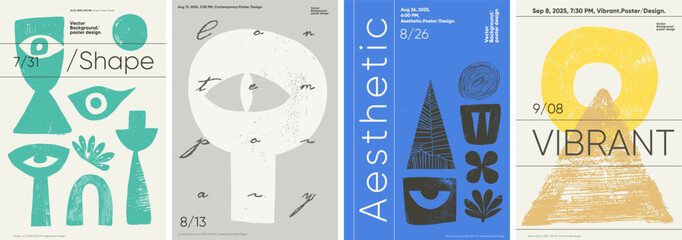 Bold typography poster featuring minimalist shapes with a Brutalist style. Ideal for festival or exhibition posters, retro media banners, and more.