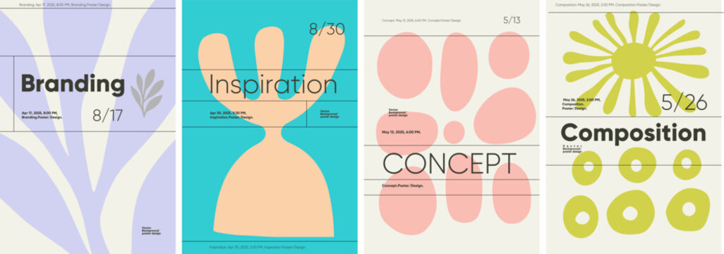 Typography poster in Brutalist style with minimalist shapes, perfect for festival banners, exhibition covers, and modern media posters.