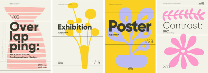 Poster design with minimalist shapes and Brutalist influences, ideal for modern exhibition banners, festival covers, and creative media posters.