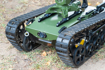 a remotely operated, tracked military robot