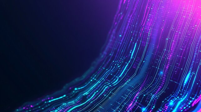 Abstract neon lines in a blue, purple, and pink color scheme, creating a sense of movement and energy.