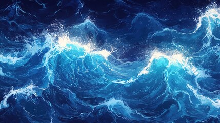 Top View of the Sea with Waves and Ocean Water