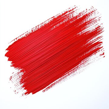 Bold Red Paint Brush Stroke Isolated on White Background, Abstract Acrylic Brush Mark for Design, Banner and Creative Branding, AI Generated
