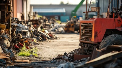 Scrapyard Landscape with Red Tractor