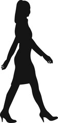 Vector silhouettes of men and women, group of business people standing and walking, black color protected on white background