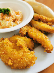 chicken strips and vegetable salad