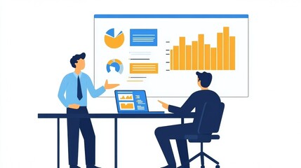 Vector illustration of office people: Creating innovative solutions for marketing and content strategy