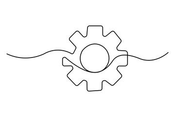 Continuous one line drawing of Setting icon isolated on white background outline vector illustration