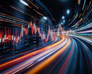 Fototapeta premium Curves in motion symbolizing price changes in markets
