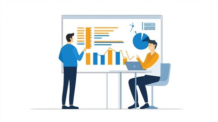 Vector illustration of office people: Driving business success with innovative digital marketing and content plans