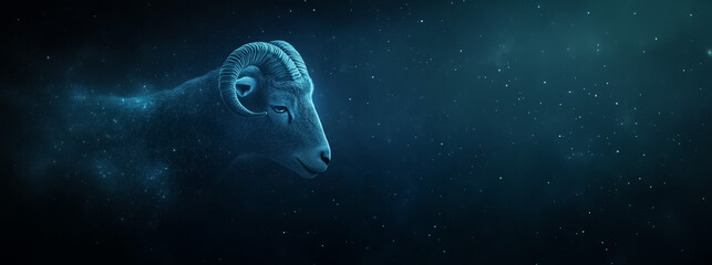 The Capricorn constellation floats gracefully against the night sky, with subtle stars twinkling around it, symbolizing the ancient astrological sign in a serene and mysterious ambiance.