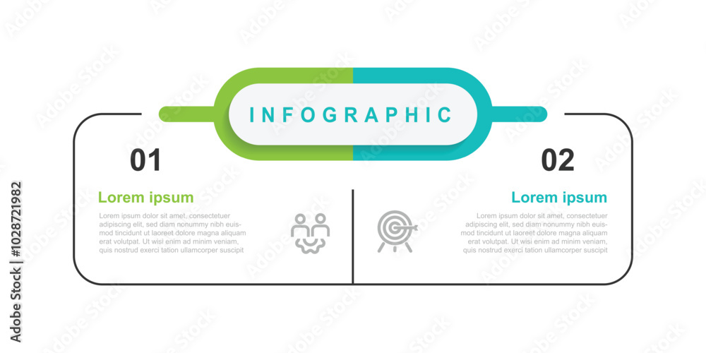 Fototapete 2 step process infographic template vector element with icons suitable for business information and web presentation
