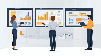 Vector illustration of office people: Driving business innovation through advanced content strategies