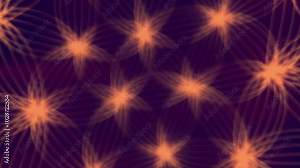 Fototapete Abstract loop animation of a geometric pattern consisting of thin orange lines