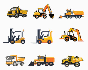 Construction vehicle Vector illustration Bundle - Construction Clipart design
