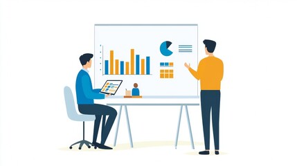 Obraz premium Vector illustration of office people: Developing collaborative workflows for efficient marketing execution