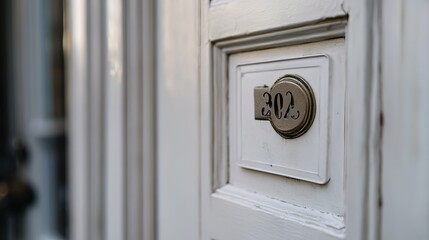 Close up of a white hotel room door tag with the number 2025 