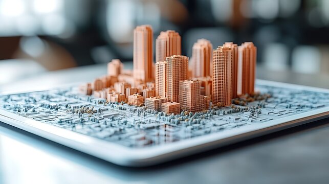 Buildings Permit concept with imaginary cadastral on digital tablet 