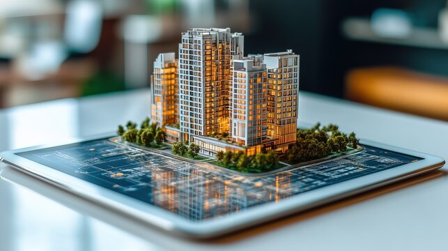 Buildings Permit concept with imaginary cadastral on digital tablet 