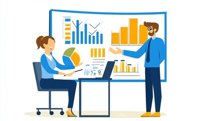 Vector illustration of office people: Driving business outcomes with strategic content marketing solutions
