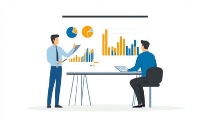 Vector illustration of office people: Combining creativity and strategy for successful marketing execution
