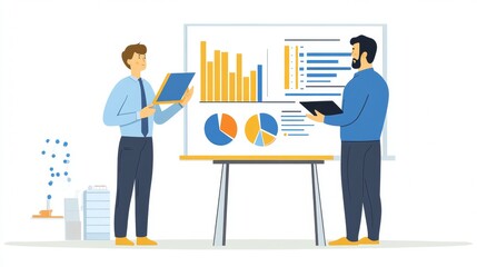 Vector illustration of office people: Driving business outcomes with strategic content marketing solutions
