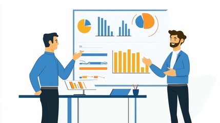 Vector illustration of office people: Designing innovative marketing campaigns through collaboration