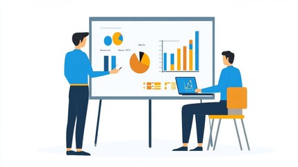 Vector illustration of office people: Streamlining marketing and business analysis for improved outcomes