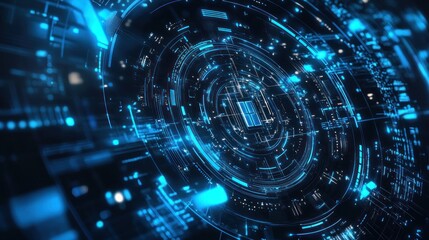Obraz premium Digital cyberspace data network tunnel background with technology abstract background concept