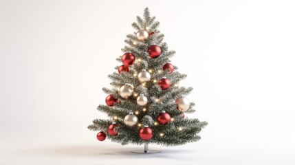 Fototapeta premium decorated christmas tree with ornaments isolated on white
