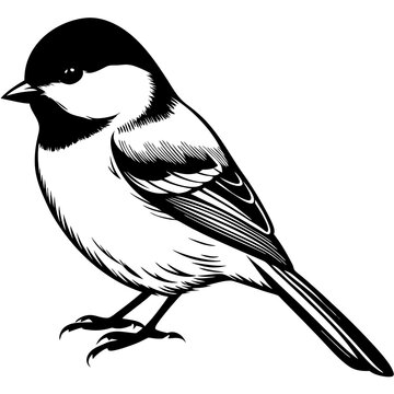 recommend clip art: black and white chickadee bird