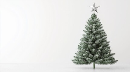 Fototapeta premium green and fresh christmas tree against white background