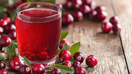 Refreshing Cranberry Juice Surrounded by Fresh Berries