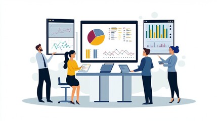 Vector illustration of office people: Boosting market reach through creative content and digital campaigns