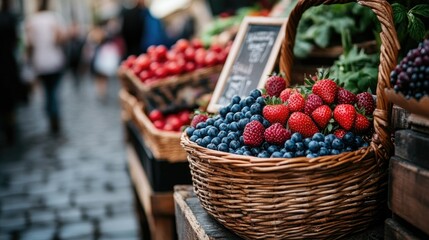 Fresh Berries at Outdoor Market Stall