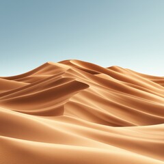 A serene landscape of rolling sand dunes under a clear sky, showcasing the beauty of nature's arid environments.