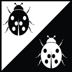 Isolated ladybug Icon on white background. Silhouette art design.
