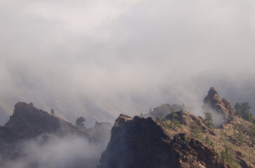 Rocky cliffs in the  Integral Natural Reserve of Inagua. Tejeda. Gran Canaria. Canary Islands....