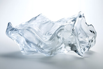 Obraz premium Transparent melted piece of acrylic, plastic isolated on white background 