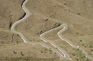 Winding road in La Aldea de San Nicolas. Gran Canaria. Canary Islands. Spain.