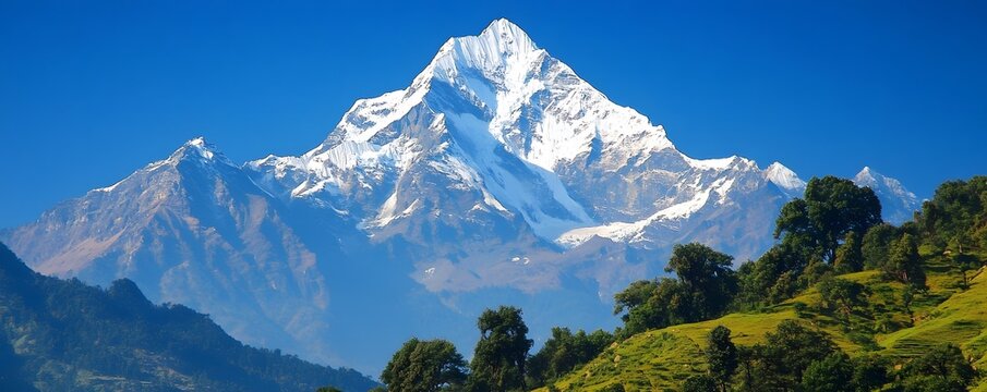 The scenic view of the Nanda Devi Peak in Uttarakhand