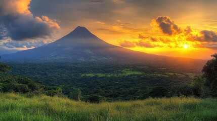 Fototapeta premium mountain views with green trees covered in clouds
